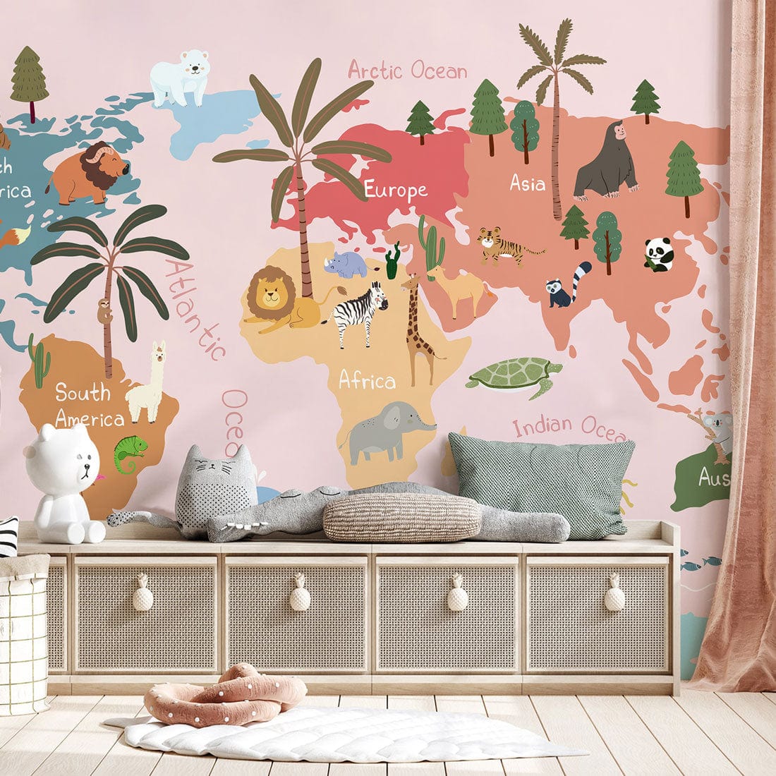 Papier peint mural à motif d’animaux roses - Le meilleur Papier peint panoramique Sur mesure