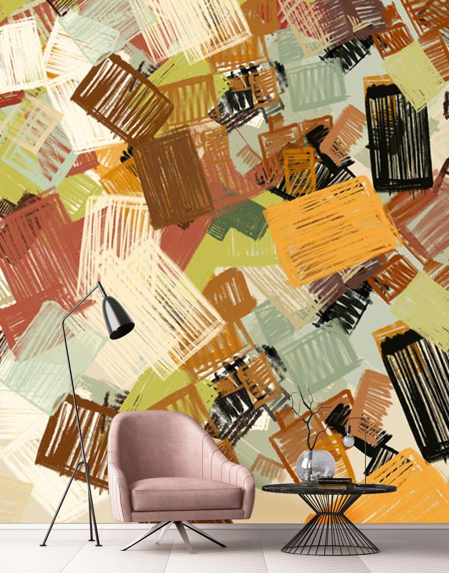 Papier Peint Mural à Motif de Blocs de Mailles - Le meilleur Papier peint panoramique Sur mesure