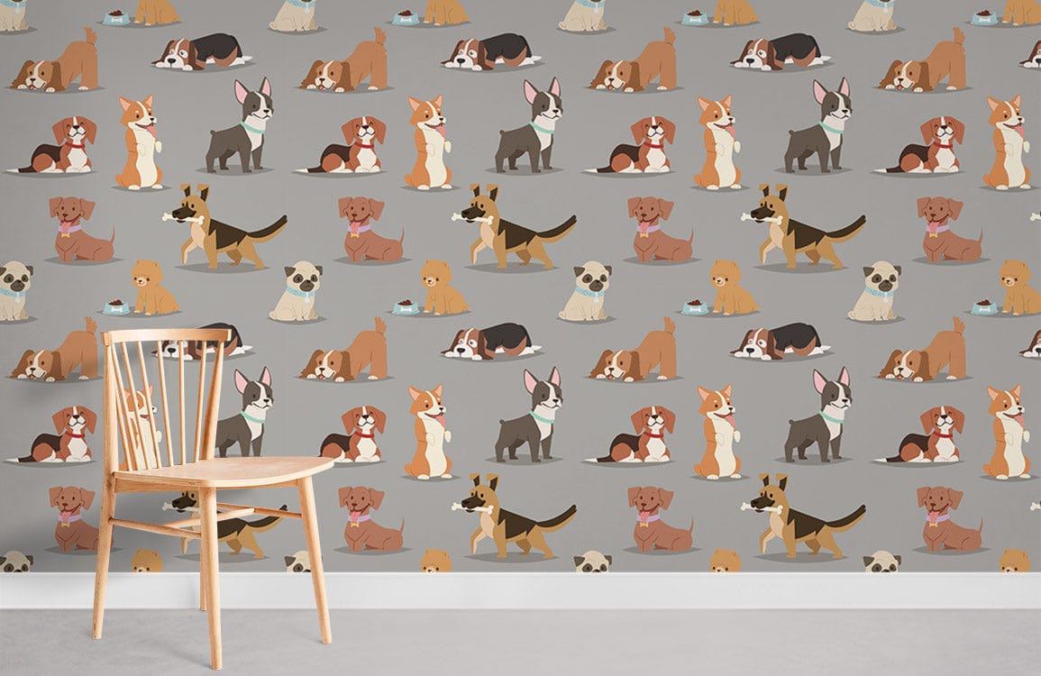 Papier peint mural à motif de chiots - Le meilleur Papier peint panoramique Sur mesure