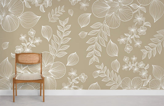 Papier Peint Mural à Motif de Fleurs en Lignes - Le meilleur Papier peint panoramique Sur mesure