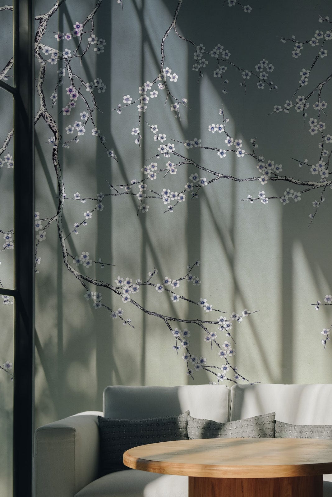 Papier peint mural moderne avec murale de fleurs de prunier pour salon élégant