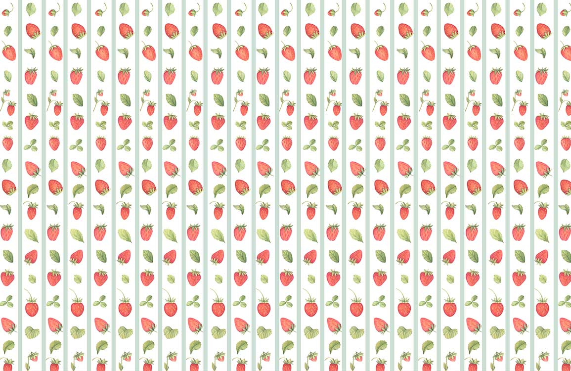 Papier peint mural à motif de fraises - Le meilleur Papier peint panoramique Sur mesure