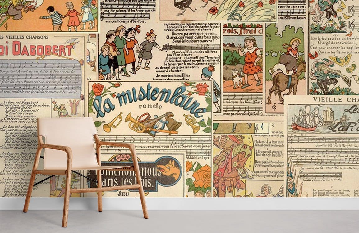 Papier peint mural à motif de partitions musicales vintage - Le meilleur Papier peint panoramique Sur mesure