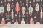 Papier peint mural plumes géométriques pour une élégance moderne - Vignette | Mr Papier Peint