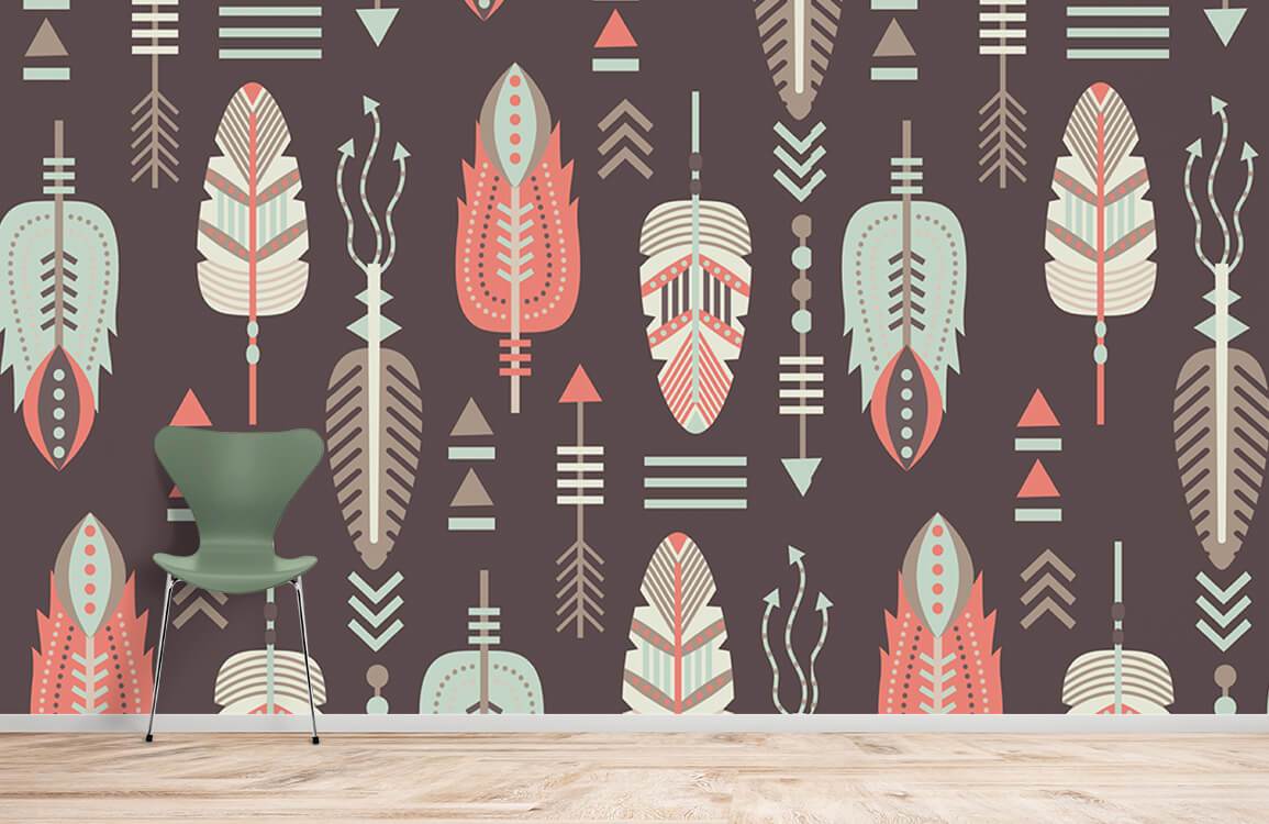 Papier peint mural à motif de plumes géométriques - Le meilleur Papier peint panoramique Sur mesure