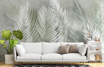 Papier peint mural plumes vertes élégance naturelle pour votre salon - Vignette | Mr Papier Peint