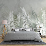 Papier peint mural plumes vertes élégance naturelle pour votre salon - Vignette | Mr Papier Peint