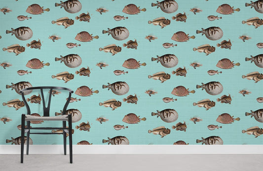 Papier peint mural à motif de poissons mixtes - Le meilleur Papier peint panoramique Sur mesure