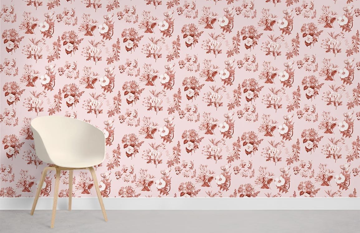 Papier peint mural à motif floral rose - Le meilleur Papier peint panoramique Sur mesure