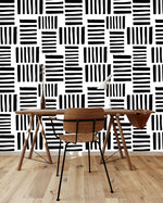 Papier peint mural à motif géométrique rayé monochrome - Vignette | Mr Papier Peint