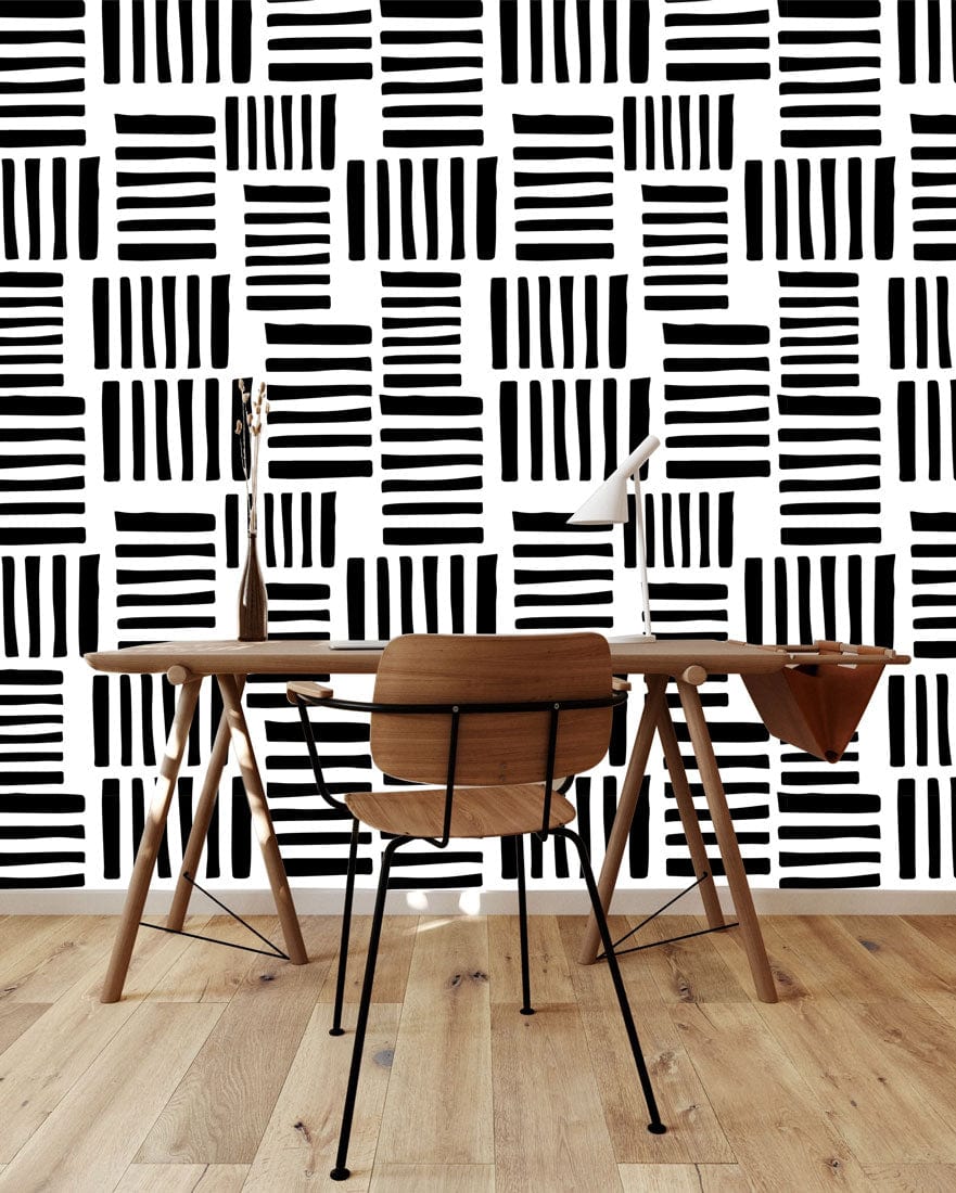 Papier peint mural à motif géométrique rayé monochrome - Le meilleur Papier peint panoramique Sur mesure