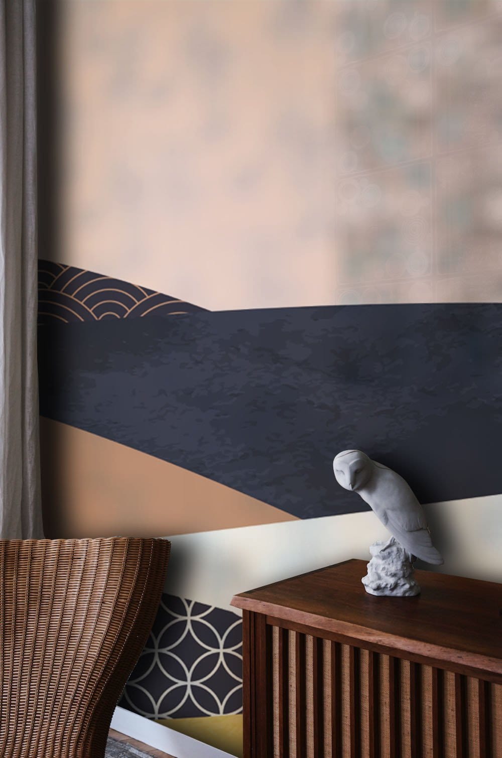Papier peint mural à motifs de vagues superposées - Le meilleur Papier peint panoramique Sur mesure