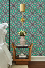 Papier peint mural à motifs turquoise vectoriels - Vignette | Mr Papier Peint