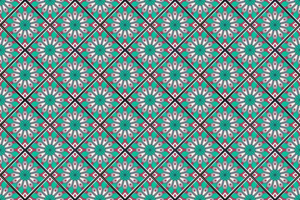 Papier peint mural à motifs turquoise vectoriels - Le meilleur Papier peint panoramique Sur mesure