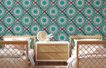 Papier peint mural à motifs turquoise vectoriels - Vignette | Mr Papier Peint