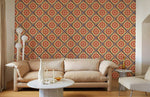 Papier peint mural à motifs vectoriels rouge orangé - Vignette | Mr Papier Peint