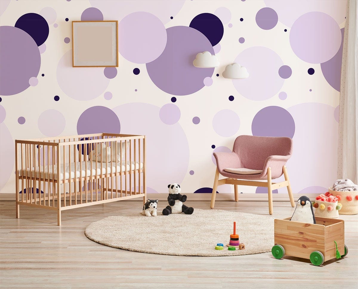 Papier Peint Mural à Pois Violets - Le meilleur Papier peint panoramique Sur mesure