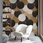 Papier peint mural rayures et boules pour un bureau moderne inspirant - Vignette | Mr Papier Peint