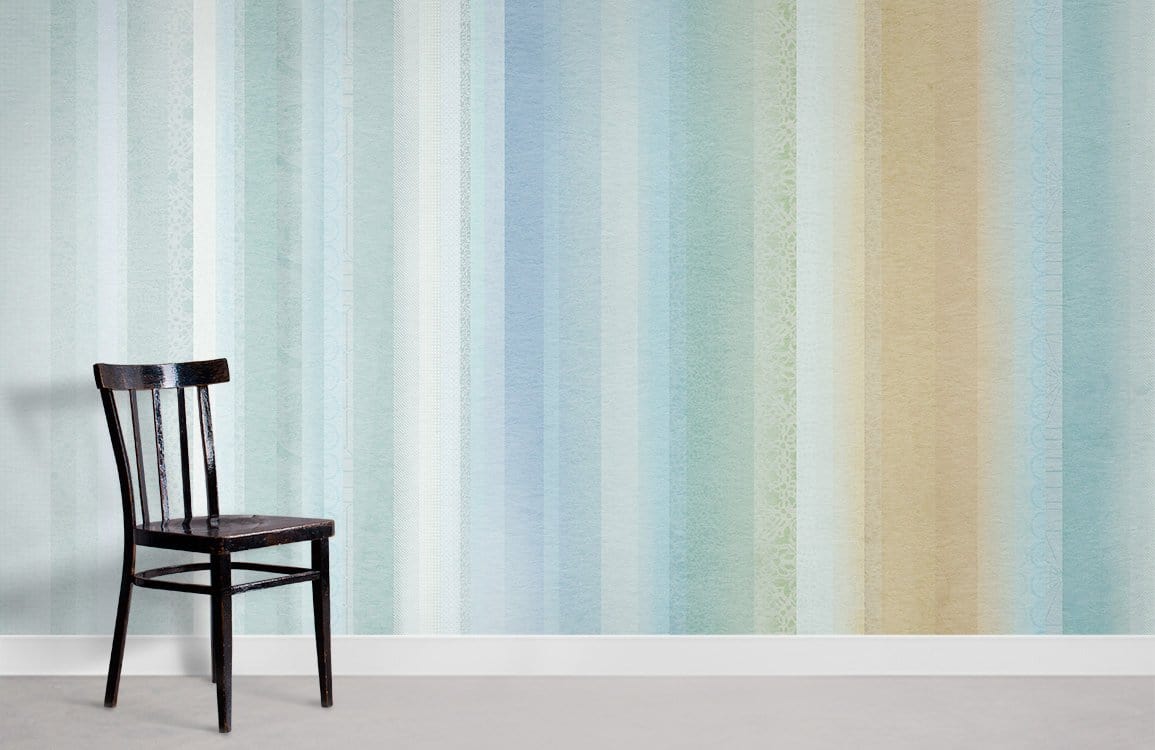 Papier Peint Mural à Rayures Vert Ombre - Le meilleur Papier peint panoramique Sur mesure
