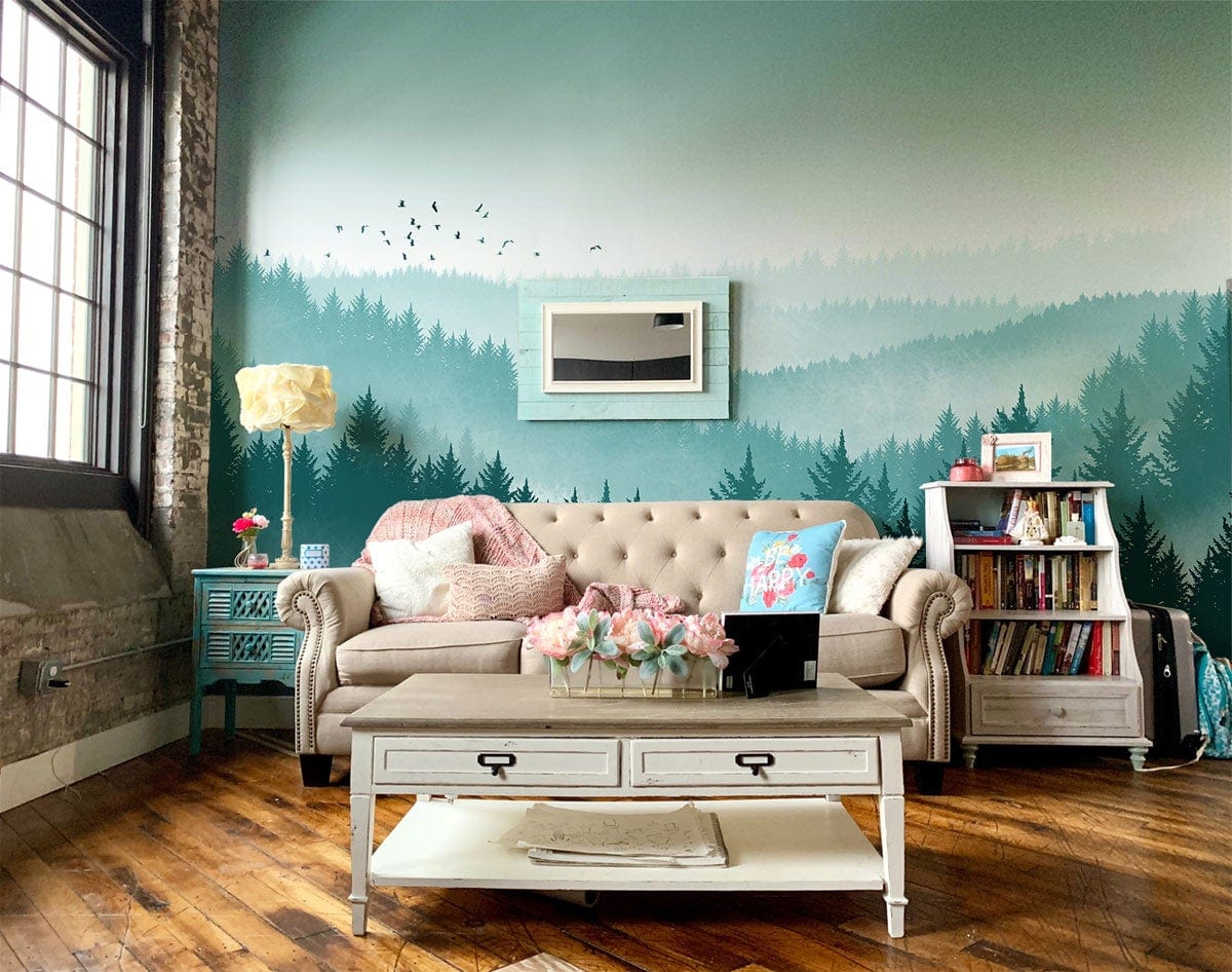 Papier Peint Mural à Silhouette de Pin - Le meilleur Papier peint panoramique Sur mesure