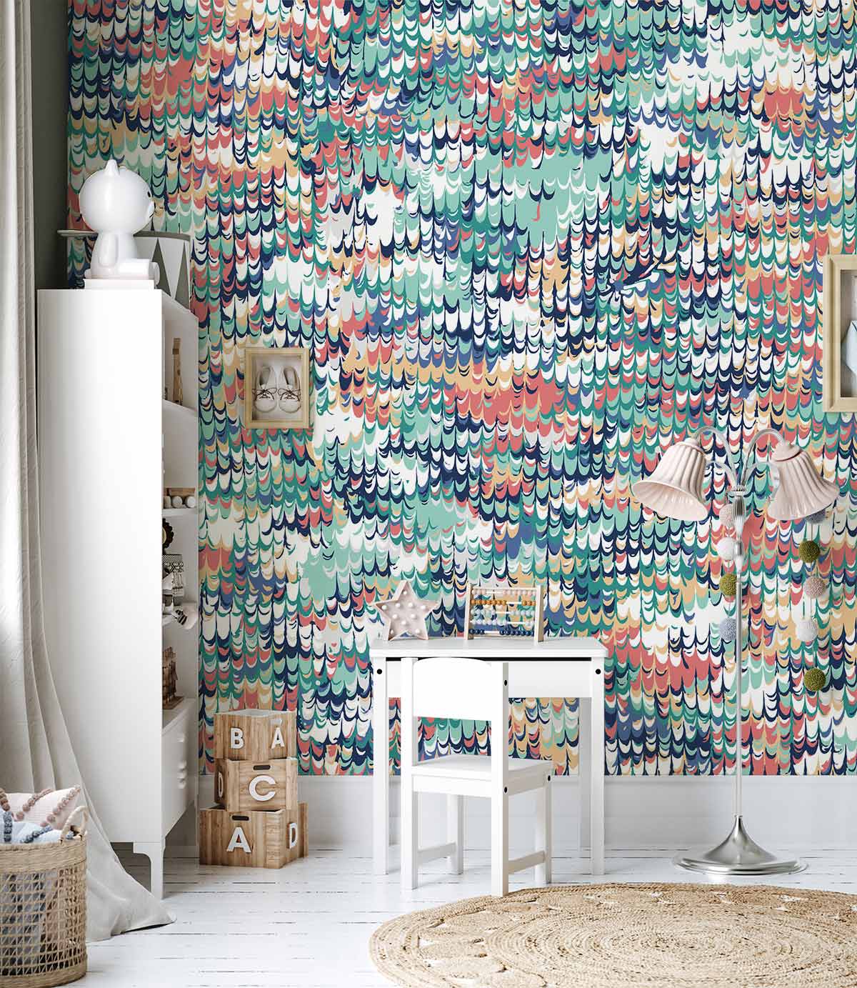 Papier peint mural à texture colorée avec motifs colorés pour décoration intérieure