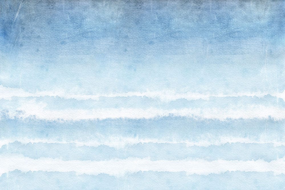 Peinture murale vague aquarelle abstraite avec ciel bleu et nuages blancs pour décoration murale