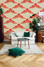 Papier peint mural abstrait floraison de cerisier rouge poétique - Vignette | Mr Papier Peint