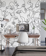 Papier peint mural abstrait de portraits en lignes - Vignette | Mr Papier Peint