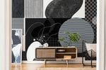 Papier peint mural abstrait en formes noir et blanc - Vignette | Mr Papier Peint