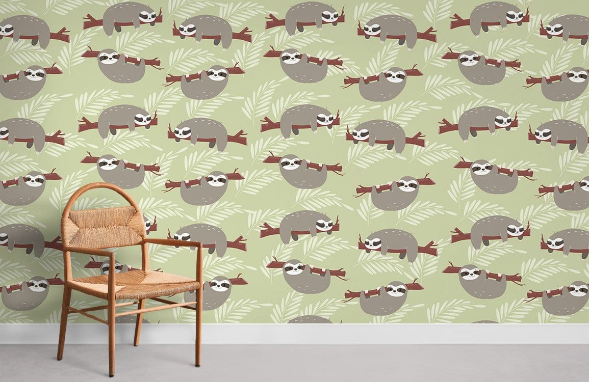 Papier peint mural adorable paresseux - Le meilleur Papier peint panoramique Sur mesure