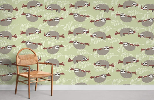 Papier peint mural adorable paresseux - Le meilleur Papier peint panoramique Sur mesure