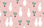 Douceur Rose avec Peint Mural Alpaga et Cactus Enchantés - Vignette | Mr Papier Peint