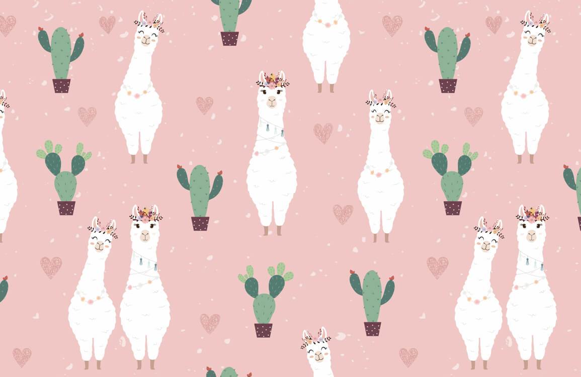 Seamless pattern de llamas et cactus pour peint mural alpaga doux et papier peint mural