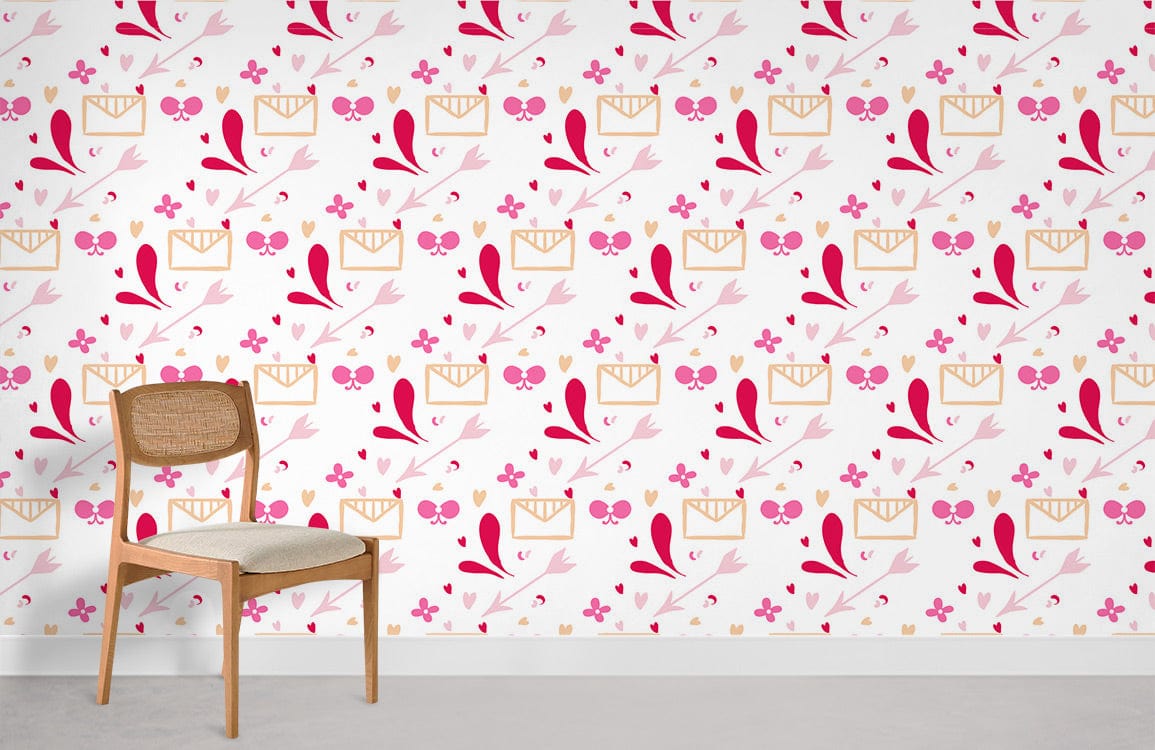 Chaise en bois avec dossier en cannage et siège rembourré, idéal pour peint mural amour