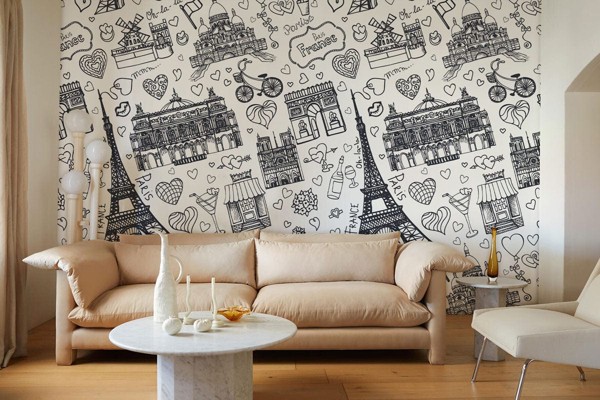 Papier peint mural Amour Paris - Le meilleur Papier peint panoramique Sur mesure