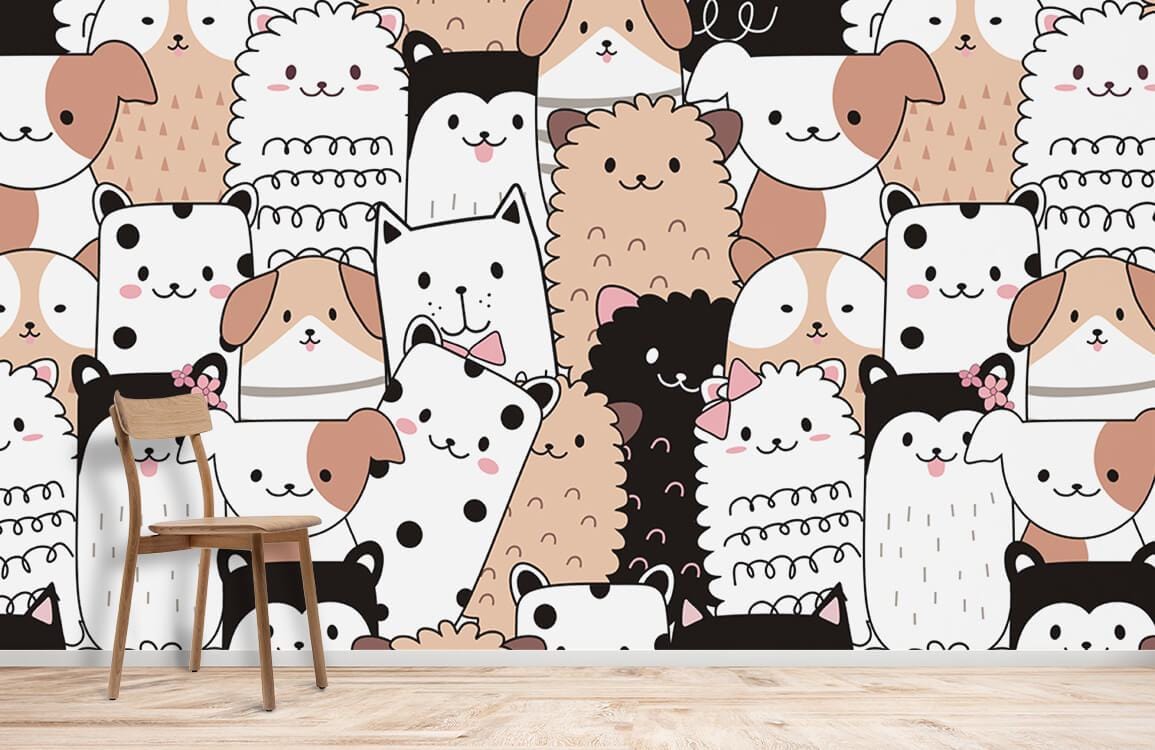 Papier Peint Mural Amusant de Chats et Chiens - Le meilleur Papier peint panoramique Sur mesure