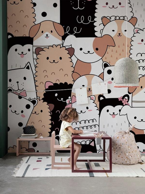 Papier Peint Mural Amusant de Chats et Chiens - Le meilleur Papier peint panoramique Sur mesure