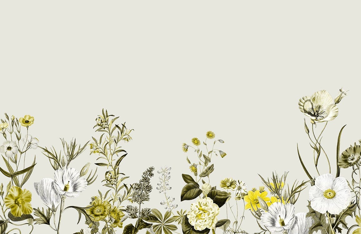 Illustration botanique de fleurs et plantes pour papier peint mural Animate Flowers II