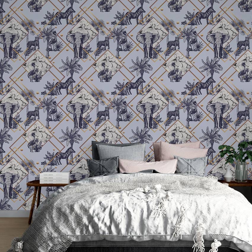 Papier peint mural animaux tropicaux avec motif jungle et animaux pour décoration intérieure