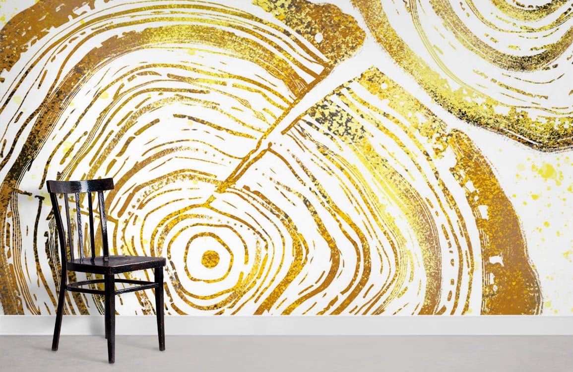 Papier peint mural Anneau Annuel Métallique - Le meilleur Papier peint panoramique Sur mesure
