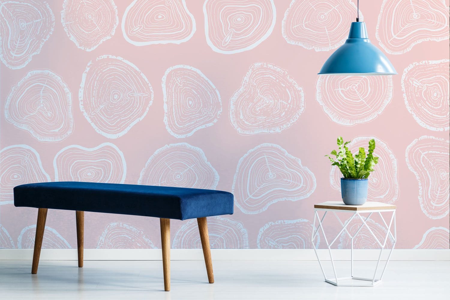 Papier Peint Mural Anneau de Croissance Rose - Le meilleur Papier peint panoramique Sur mesure