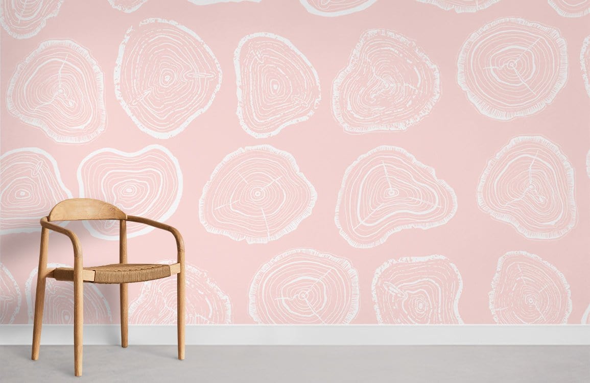 Papier Peint Mural Anneau de Croissance Rose - Le meilleur Papier peint panoramique Sur mesure