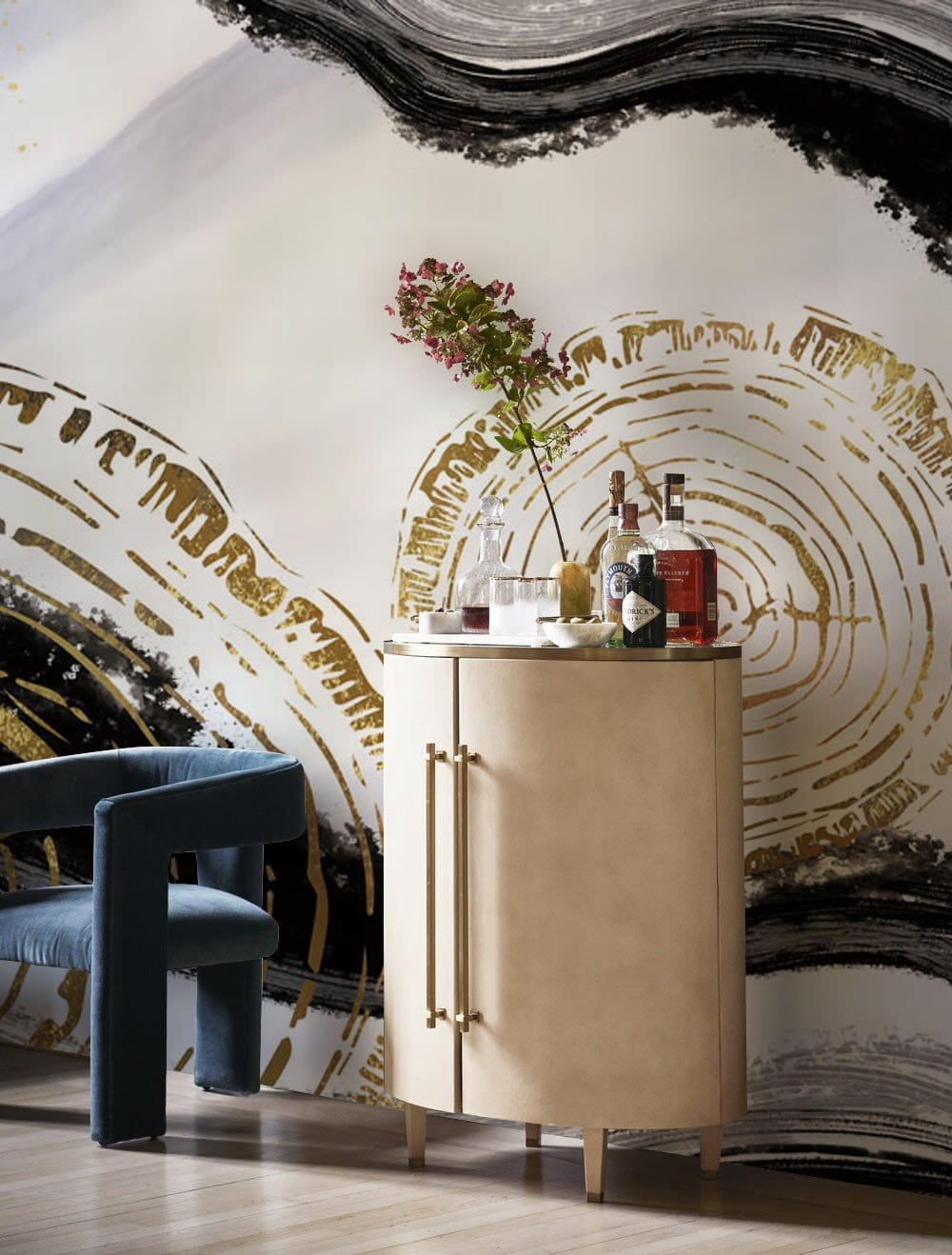 Papier peint mural Anneaux de Croissance Aquarelle - Le meilleur Papier peint panoramique Sur mesure