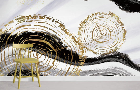Papier peint mural Anneaux de Croissance Aquarelle - Le meilleur Papier peint panoramique Sur mesure