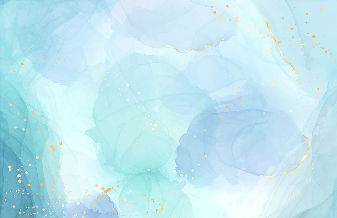 Fond aquarelle bleu et vert avec or glitter pour papier peint mural aquarelle