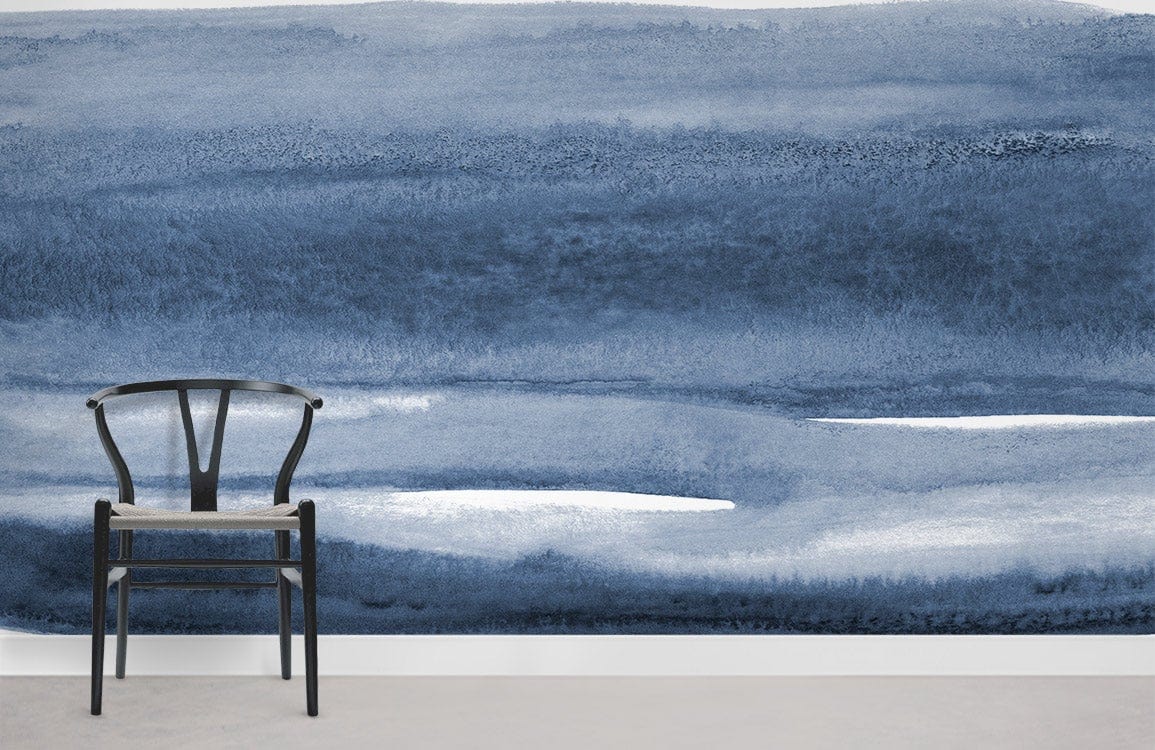 Papier Peint Mural Aquarelle Bleue - Le meilleur Papier peint panoramique Sur mesure