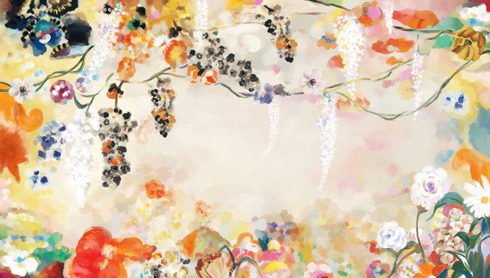 Peint mural aquarelle floral vibrant pour papier peint mural aquarelle de fleurs du monde