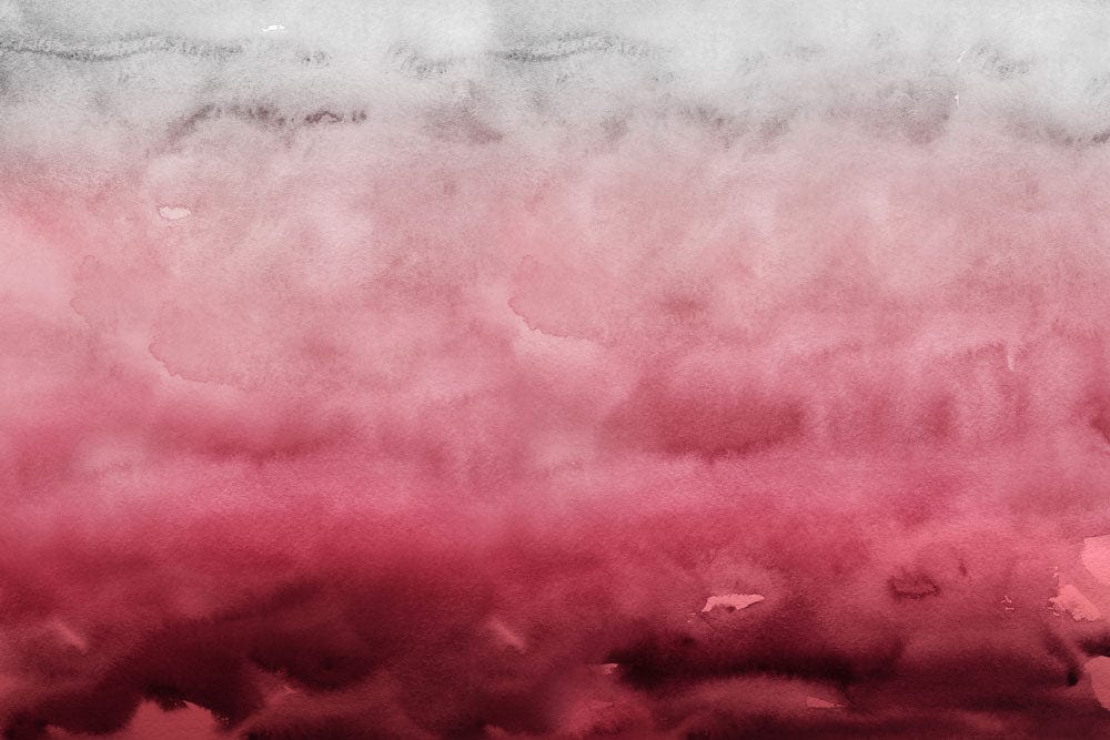 Peinture murale aquarelle ombré rose sur papier peint mural avec dégradé gris à rouge foncé