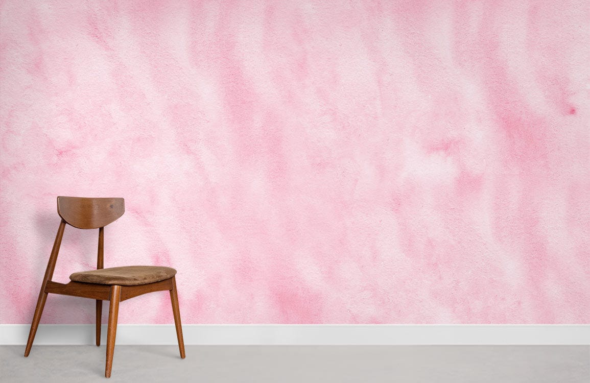 Chaise en bois avec siège et dossier rembourrés, idéal pour papier peint mural aquarelle rose