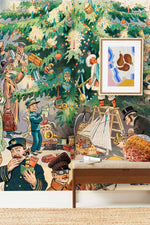 Peint mural arbre de Noël féerique aux personnages enchantés - Vignette | Mr Papier Peint
